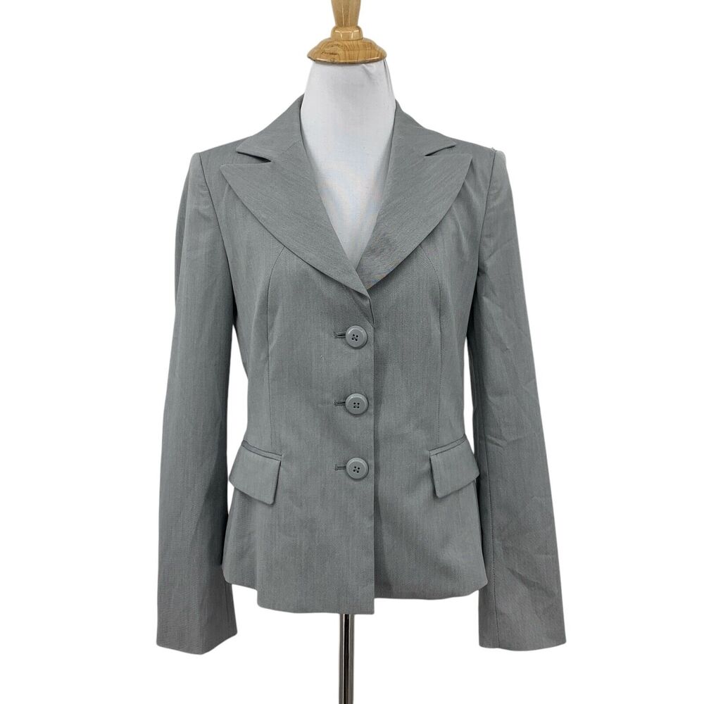 Benetton Stile Blazer Womens 42 US 4/6 Grey 3 Button Single Breasted Notch *READ